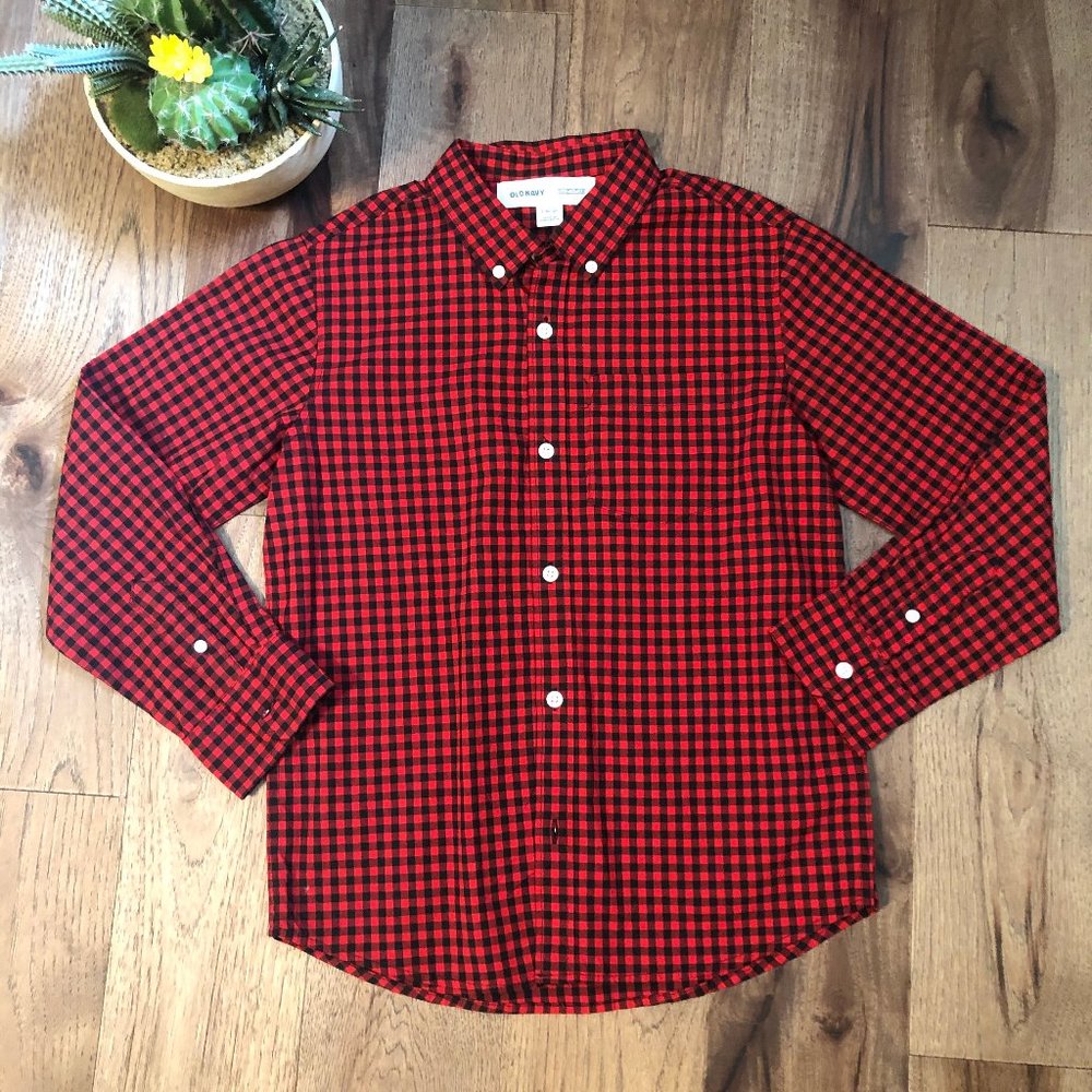 Boys Old Navy Plaid Button Down L10/12